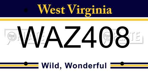 WAZ408 West Virginia License Plate