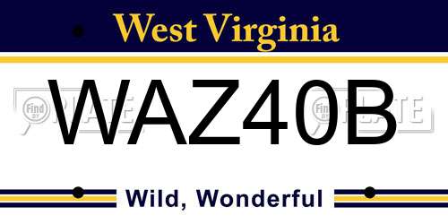 WAZ40B West Virginia License Plate
