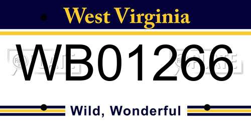 WB01266 West Virginia License Plate