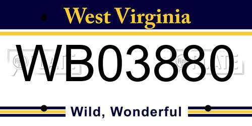 WB03880 West Virginia License Plate