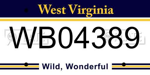 WB04389 West Virginia License Plate