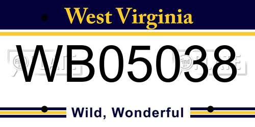 WB05038 West Virginia License Plate