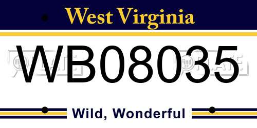 WB08035 West Virginia License Plate