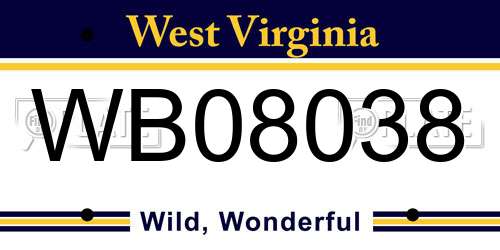 WB08038 West Virginia License Plate