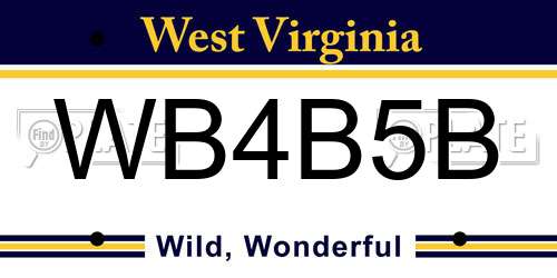 WB4B5B West Virginia License Plate