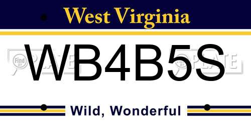 WB4B5S West Virginia License Plate