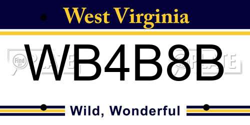 WB4B8B West Virginia License Plate