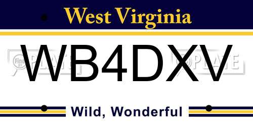 WB4DXV West Virginia License Plate