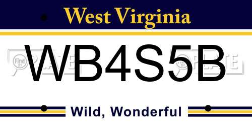 WB4S5B West Virginia License Plate
