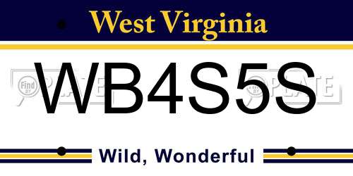 WB4S5S West Virginia License Plate