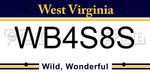 WB4S8S West Virginia License Plate