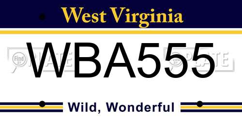 WBA555 West Virginia License Plate