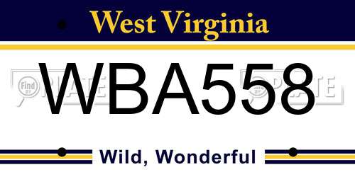 WBA558 West Virginia License Plate