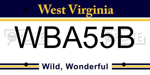 WBA55B West Virginia License Plate