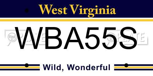 WBA55S West Virginia License Plate