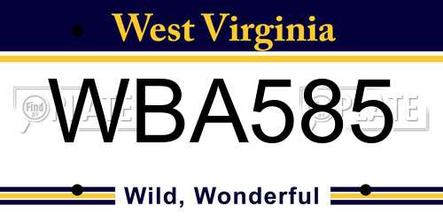 WBA585 West Virginia License Plate