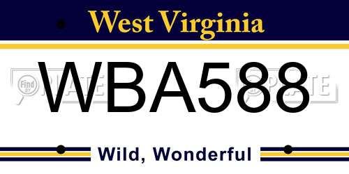 WBA588 West Virginia License Plate