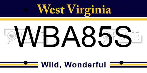 WBA85S West Virginia License Plate