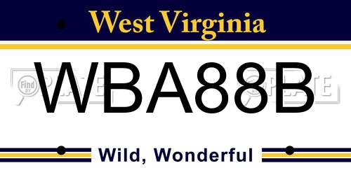 WBA88B West Virginia License Plate