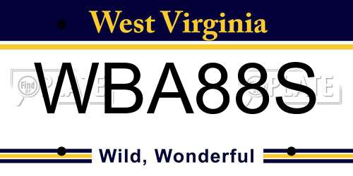 WBA88S West Virginia License Plate