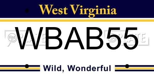 WBAB55 West Virginia License Plate