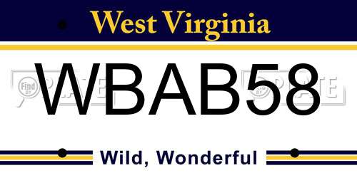 WBAB58 West Virginia License Plate