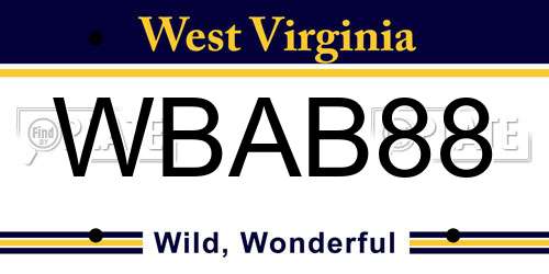 WBAB88 West Virginia License Plate