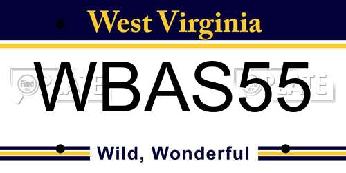 WBAS55 West Virginia License Plate