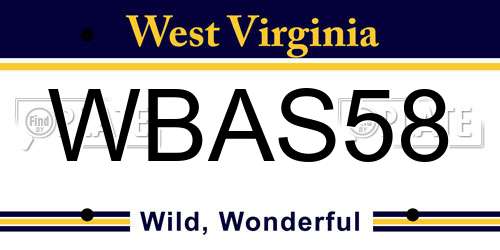 WBAS58 West Virginia License Plate