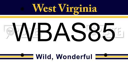 WBAS85 West Virginia License Plate