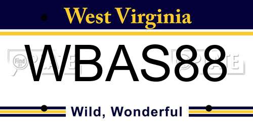 WBAS88 West Virginia License Plate