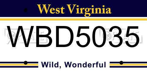 WBD5035 West Virginia License Plate