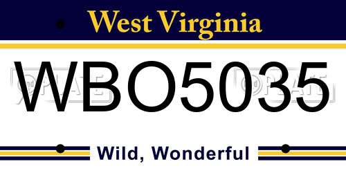 WBO5035 West Virginia License Plate