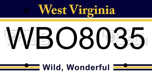 WBO8035 West Virginia License Plate