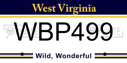 WBP499 West Virginia License Plate
