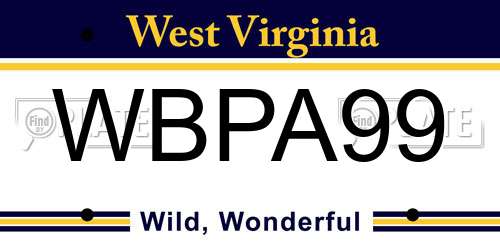 WBPA99 West Virginia License Plate