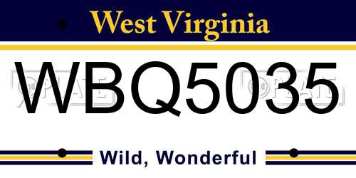 WBQ5035 West Virginia License Plate