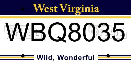 WBQ8035 West Virginia License Plate