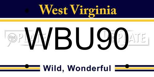 WBU90 West Virginia License Plate