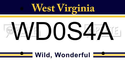 WD0S4A West Virginia License Plate