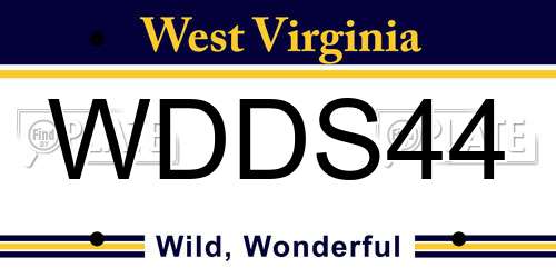 WDDS44 West Virginia License Plate