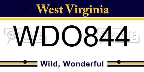 WDO844 West Virginia License Plate