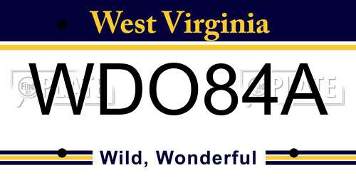 WDO84A West Virginia License Plate