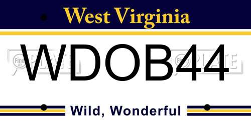 WDOB44 West Virginia License Plate