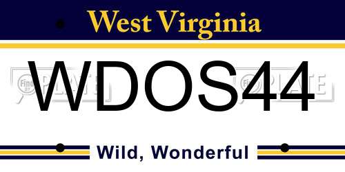 WDOS44 West Virginia License Plate