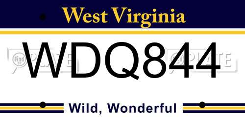 WDQ844 West Virginia License Plate