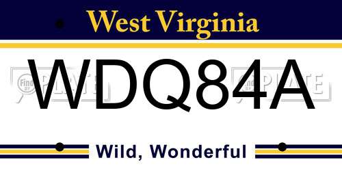 WDQ84A West Virginia License Plate