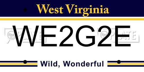 WE2G2E West Virginia License Plate
