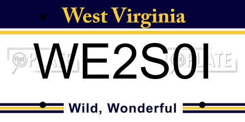 WE2S0I West Virginia License Plate
