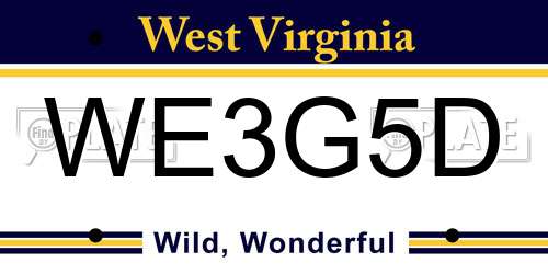 WE3G5D West Virginia License Plate